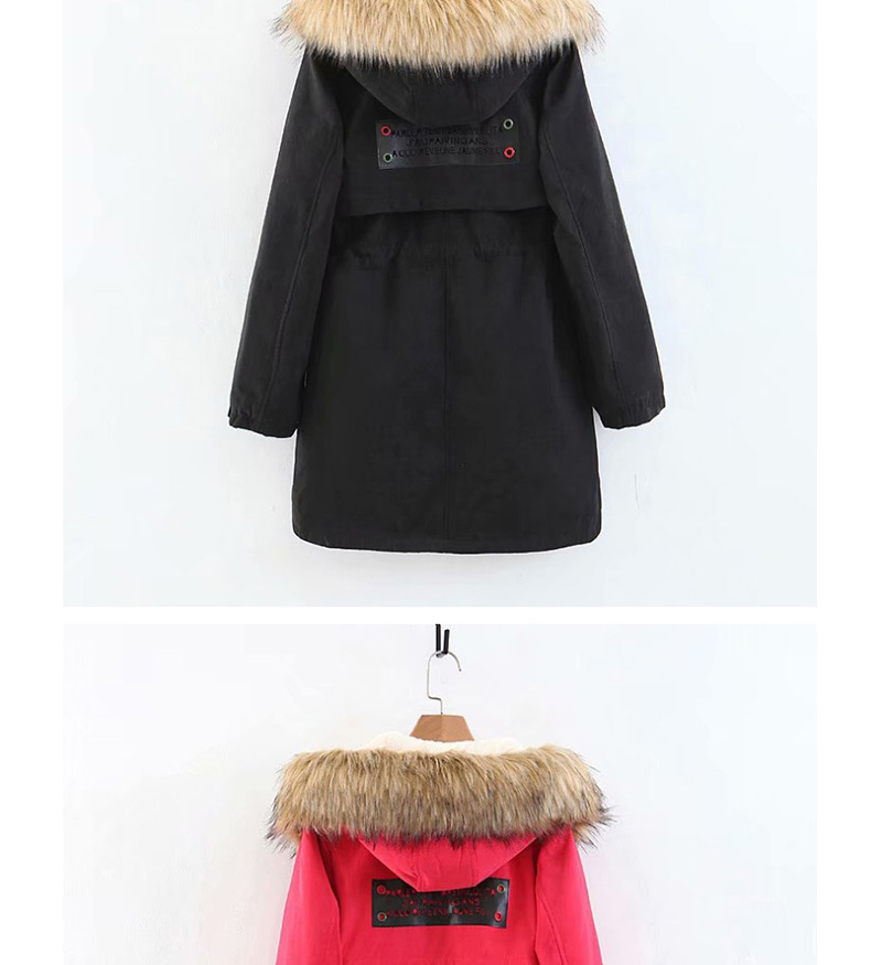 Fashion Black Long Thick Padded Coat In Hooded Fur Collar,Coat-Jacket