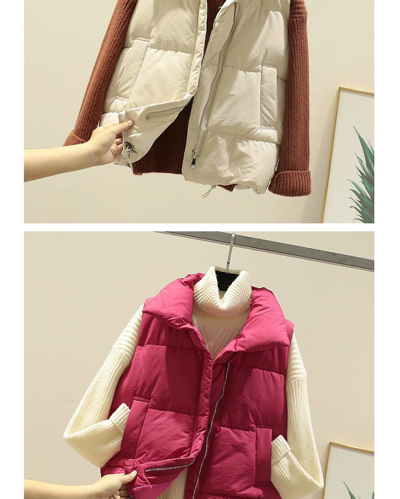 Fashion Red Diagonal Zipper Thick Cotton Vest,Coat-Jacket