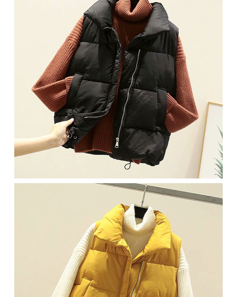 Fashion Red Diagonal Zipper Thick Cotton Vest,Coat-Jacket