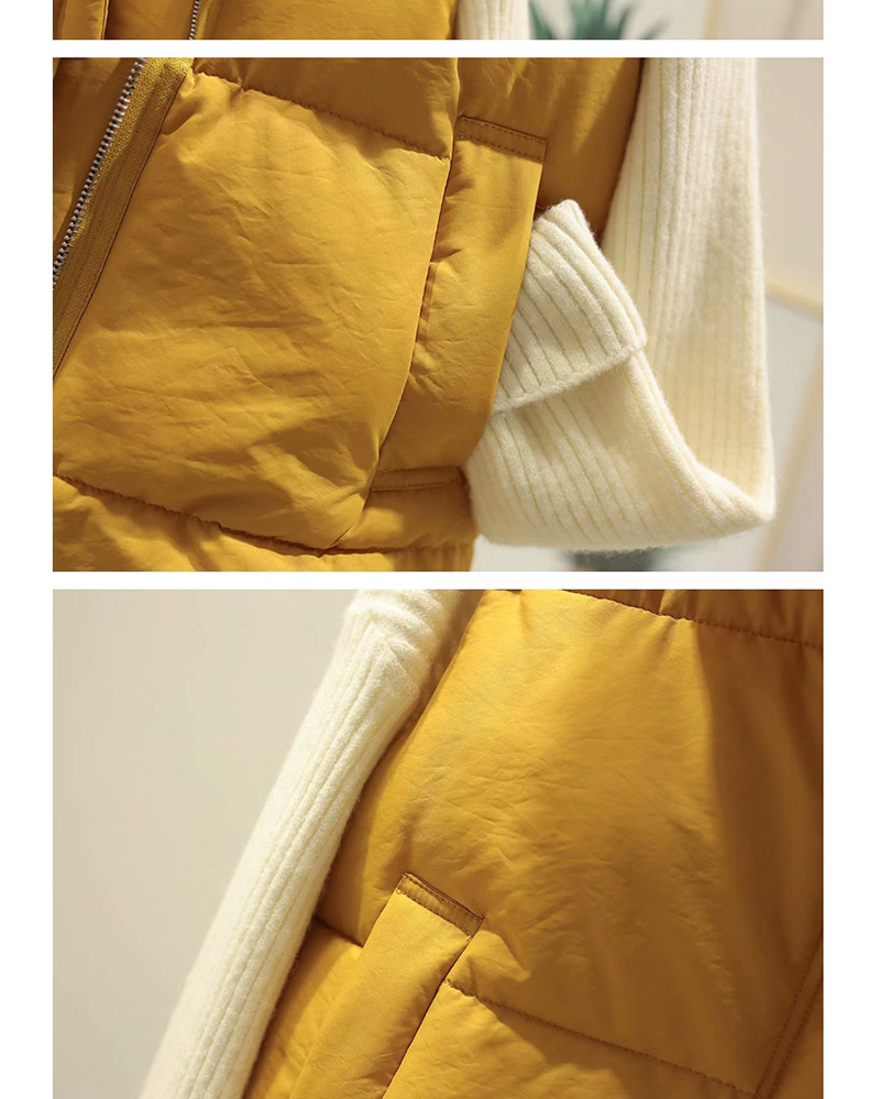 Fashion Creamy-white Diagonal Zipper Thick Cotton Vest,Coat-Jacket