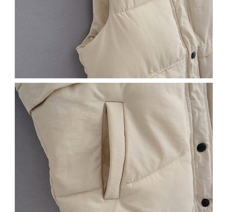 Fashion White Single-breasted Collar Cotton Vest,Coat-Jacket