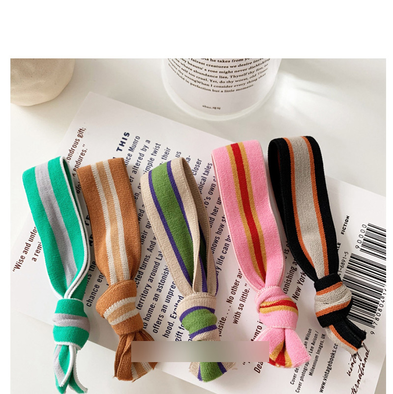 Fashion Pink Striped Knotted Wide Rubber Band,Hair Ring