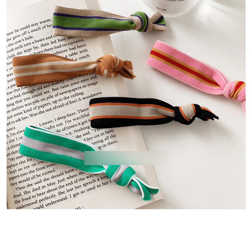Fashion Rice Green Striped Knotted Wide Rubber Band,Hair Ring