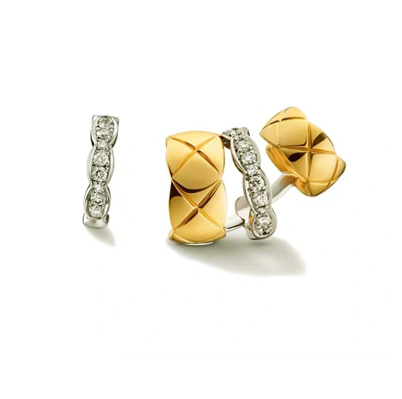 Fashion Gold (a Set Of Prices) Diamond-studded Bone Clip,Clip & Cuff Earrings