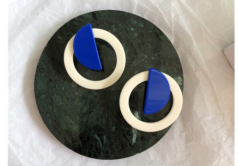 Fashion Blue Asymmetric Big Circle Earrings,Stud Earrings