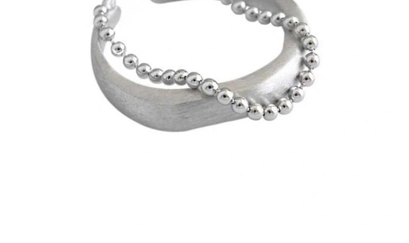 Fashion Silver Beaded Chain Brushed Double Ring,Fashion Rings