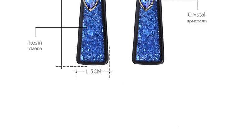 Fashion Dumb Gold + Blue Resin Diamond Earrings,Drop Earrings