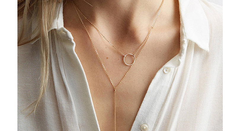 Fashion Rose Gold Stainless Steel Geometric Necklace,Necklaces