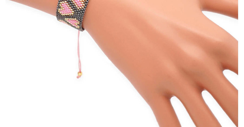 Fashion Pink Love Rice Beads Woven Bracelet,Beaded Bracelet