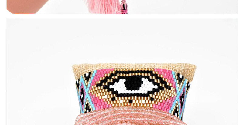Fashion Pink Rice Beads Woven Eye Bracelet,Beaded Bracelet