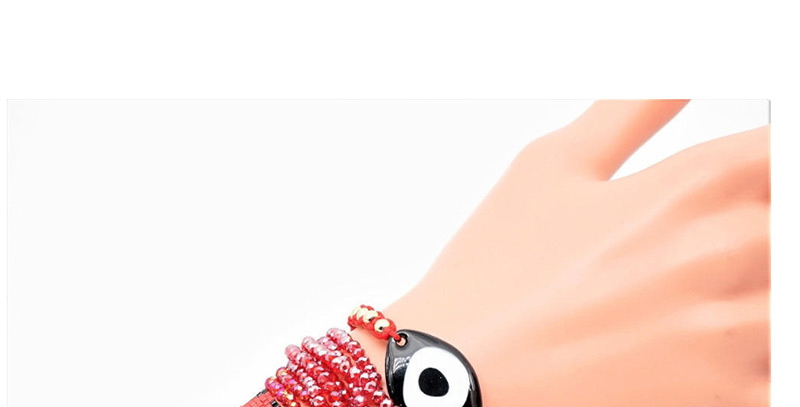 Fashion Maroon Mizhu Weaving Love Eye Crystal Tassel Bracelet,Beaded Bracelet