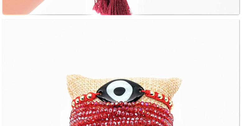 Fashion Red Mizhu Weaving Love Eye Crystal Tassel Bracelet,Beaded Bracelet