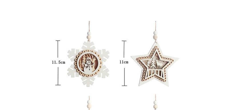 Fashion White Five-pointed Star With Light Pendant Wooden Twine Christmas Tree Pendant,Festival & Party Supplies