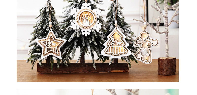 Fashion White Christmas Tree With Lights Pendant Wooden Twine Christmas Tree Pendant,Festival & Party Supplies