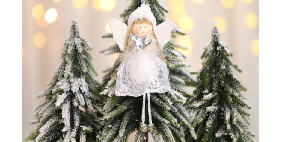 Fashion Golden Christmas Tree Angel Lace Doll Christmas Tree Pendant,Festival & Party Supplies