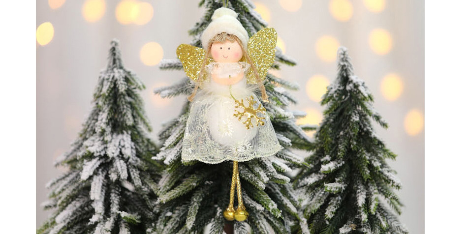 Fashion Golden Christmas Tree Angel Lace Doll Christmas Tree Pendant,Festival & Party Supplies