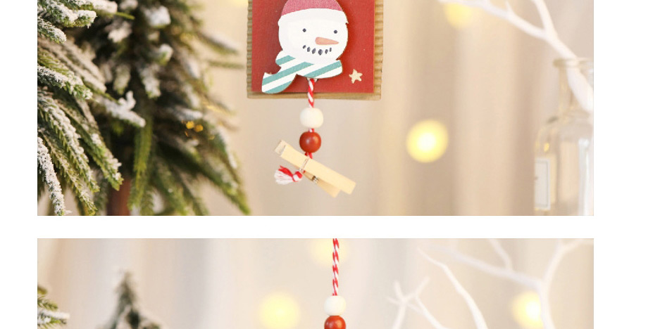 Fashion Old Man Red Wooden Clip Pendant Painted Wooden Christmas Tree Pendant,Festival & Party Supplies