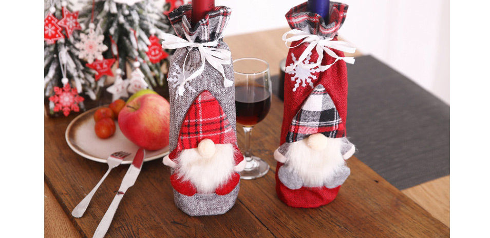 Fashion Gray Three-dimensional Old Man Doll Red Wine Bottle Set Champagne Bottle Bag,Festival & Party Supplies