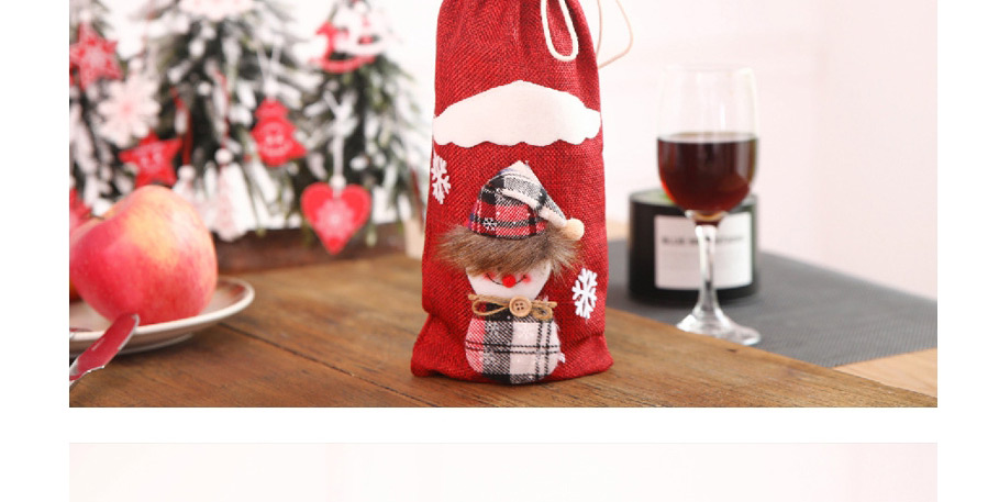 Fashion Beige Snowman Linen Wine Set Christmas Bottle Set,Festival & Party Supplies