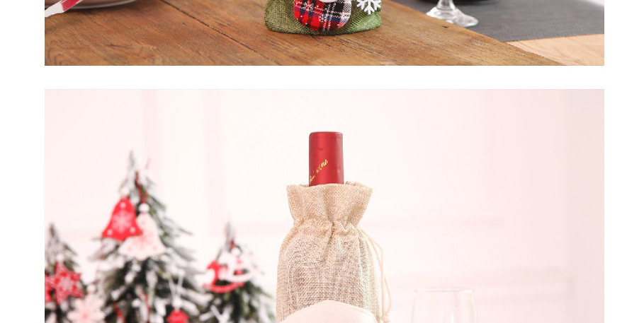 Fashion Beige Snowman Linen Wine Set Christmas Bottle Set,Festival & Party Supplies