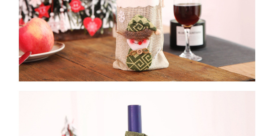 Fashion Green Old Man Linen Wine Set Christmas Bottle Set,Festival & Party Supplies
