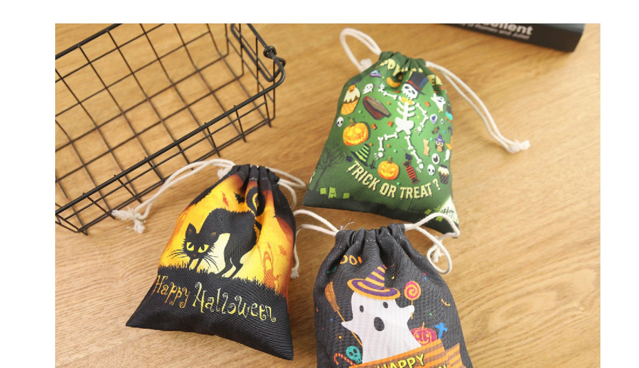Fashion Black Cat Silhouette Pocket Halloween Bunch Pocket Gift Bag,Festival & Party Supplies