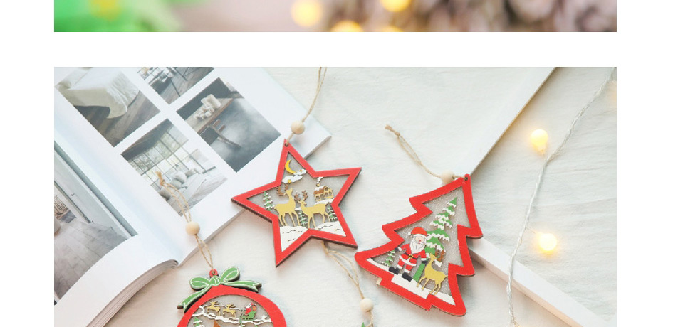Fashion Red Wooden Hollow With Light Pendant Christmas Tree Openwork Wooden Christmas Tree Pendant,Festival & Party Supplies