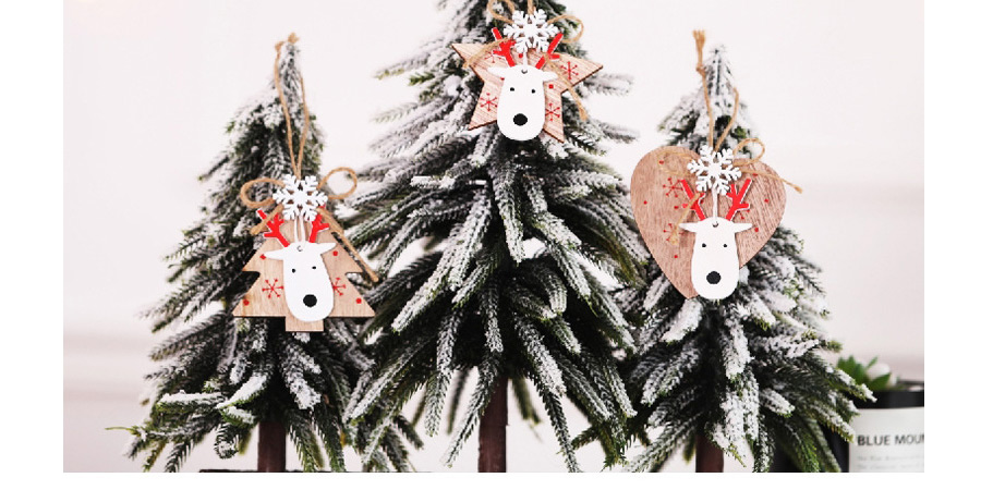 Fashion White Wooden Moose Christmas Tree Ball Snowflake Pendant,Festival & Party Supplies
