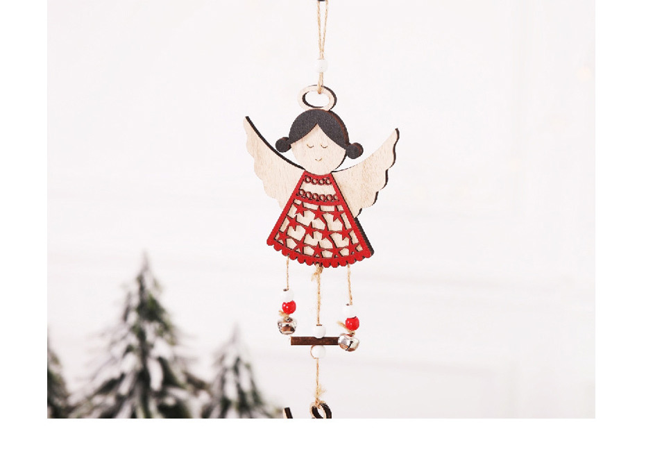 Fashion White Angel Long String Wooden Christmas Pendant,Festival & Party Supplies