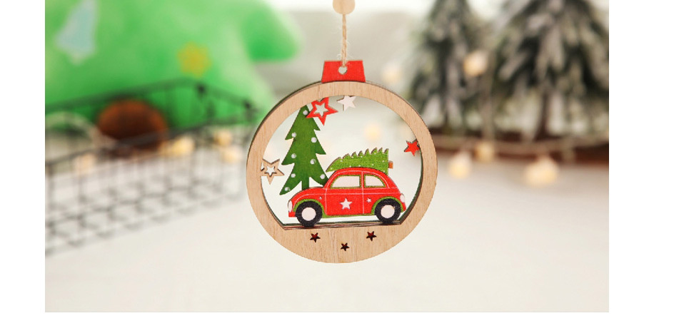 Fashion Gift Car Christmas Tree Wooden Round Pendant,Festival & Party Supplies