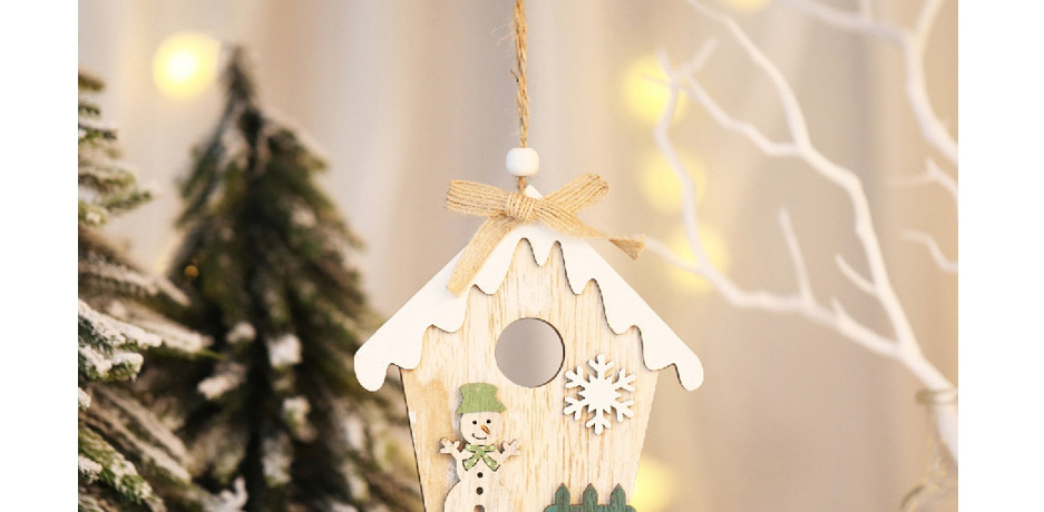 Fashion Snowman Room Pendant Painted Wooden Christmas Tree Pendant,Festival & Party Supplies