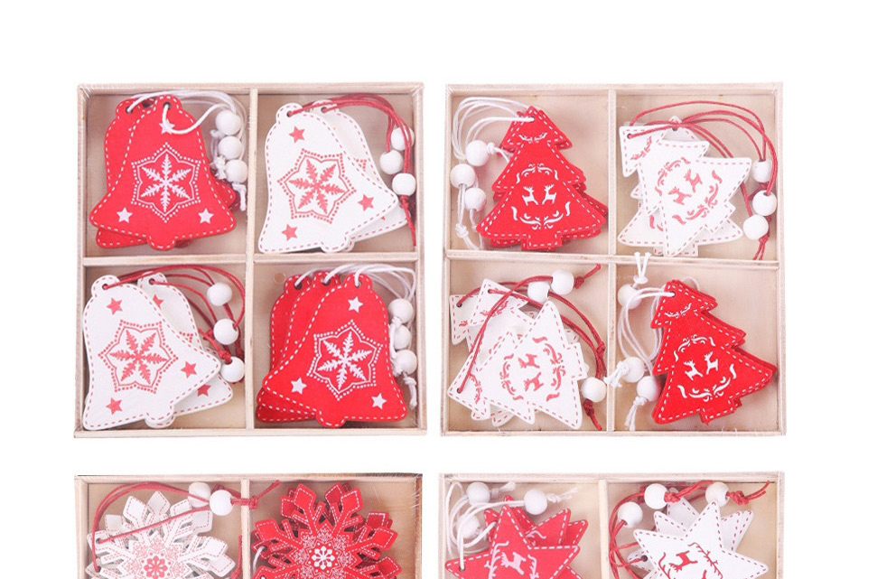 Fashion Christmas Five-pointed Star Tree In A Box Of 12 Painted Christmas Pendant,Festival & Party Supplies