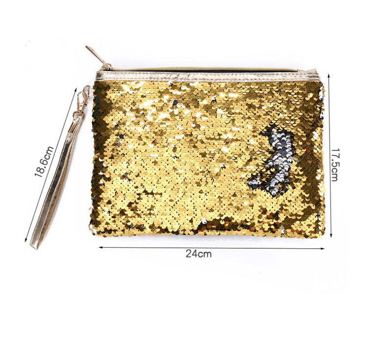 Fashion Red + Gold Mermaid Sequin Bag,Home storage