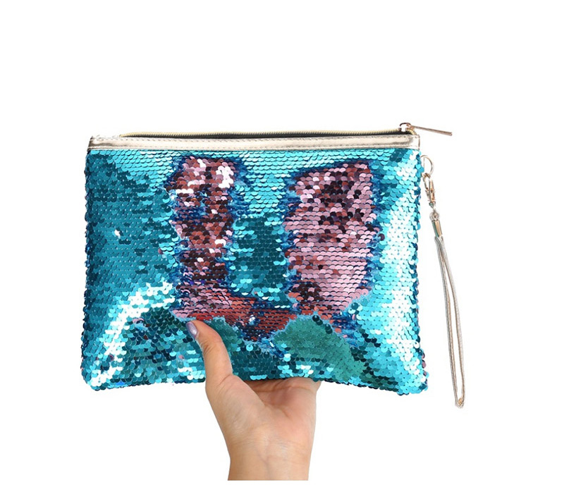 Fashion Red + Gold Mermaid Sequin Bag,Home storage