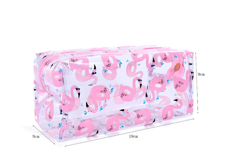 Fashion Pink Flamingo Transparent Cosmetic Bag,Home storage