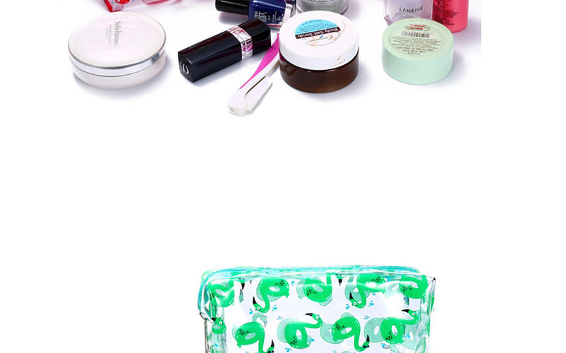 Fashion Green Flamingo Transparent Cosmetic Bag,Home storage