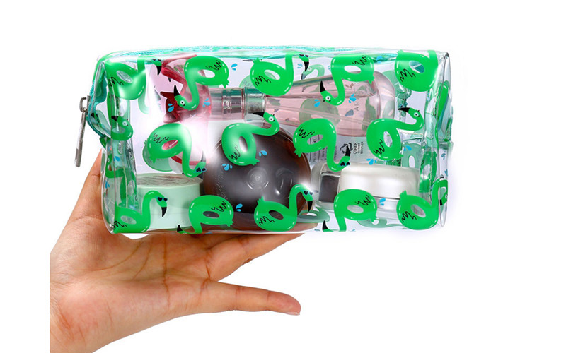 Fashion Green Flamingo Transparent Cosmetic Bag,Home storage