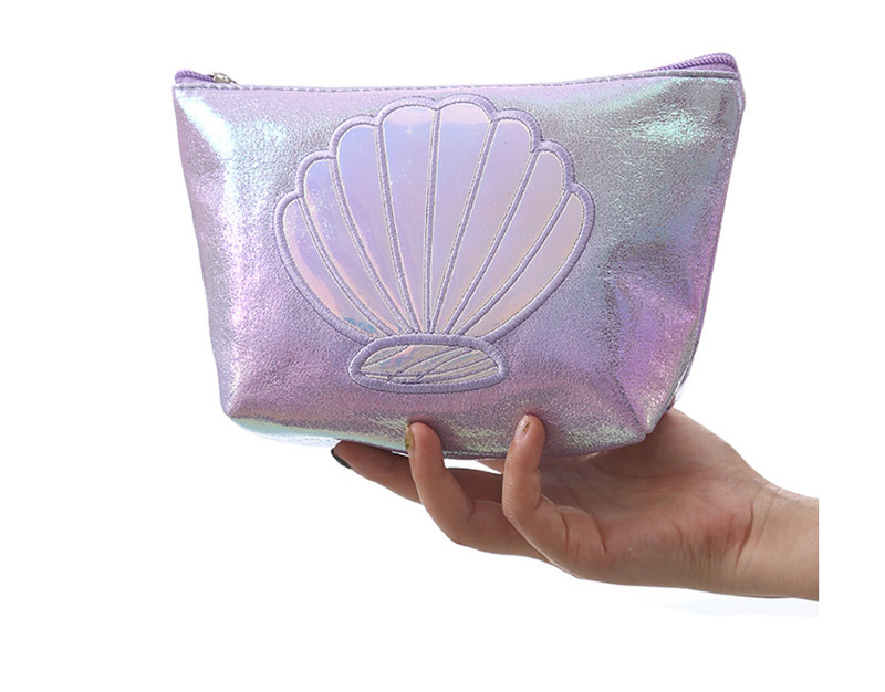 Fashion Violet Pu Laser Mermaid Embroidered Hexagon Storage Bag,Home storage