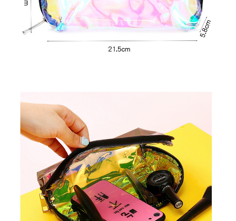 Fashion Brown Pvc Laser Transparent Clutch,Pencil Case/Paper Bags