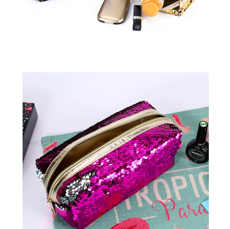 Fashion Powder + Rose Gold Hand Zipper Mermaid Sequin Pencil Case,Pencil Case/Paper Bags