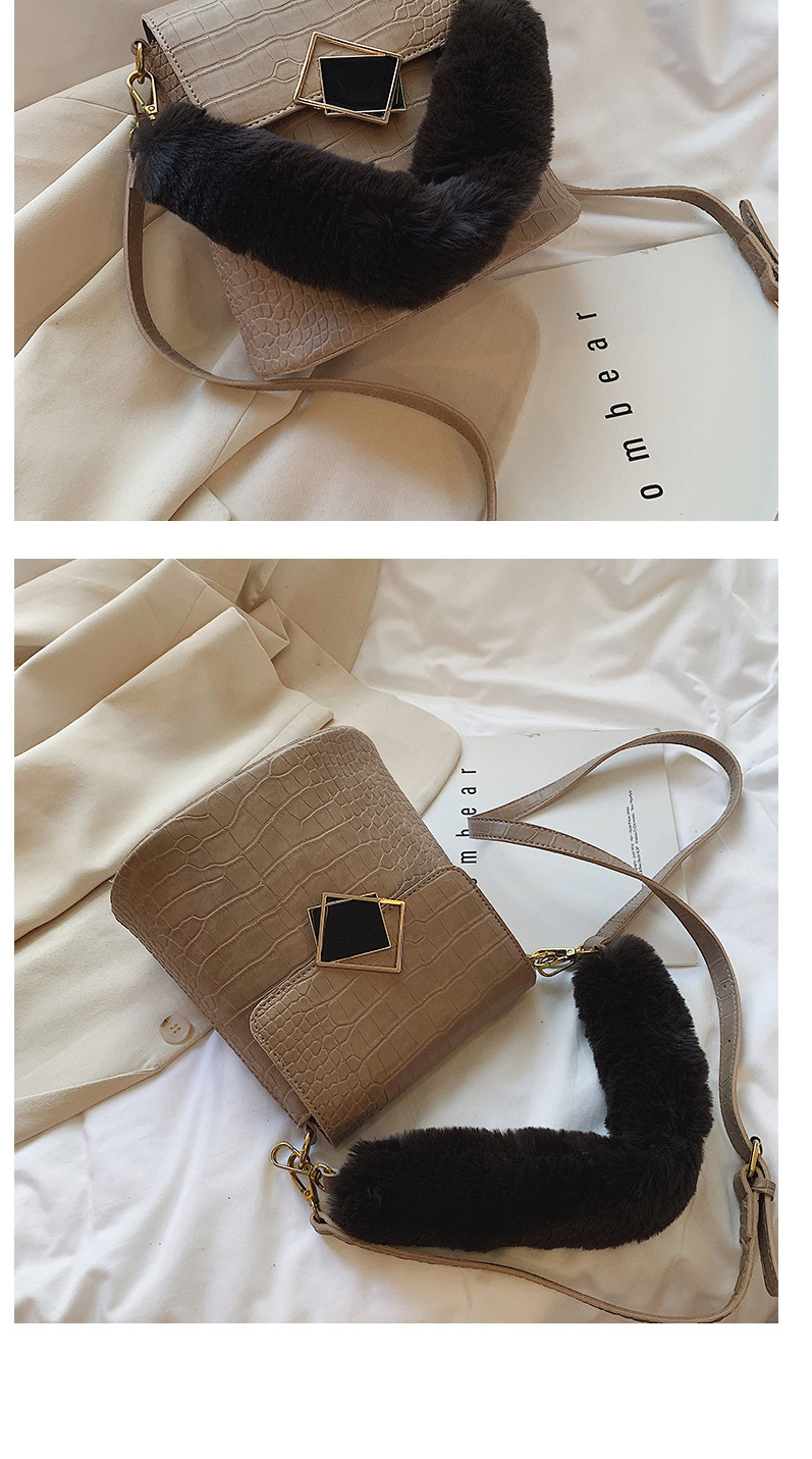 Fashion Black Stone Wool Handle Bag Shoulder Bag,Handbags