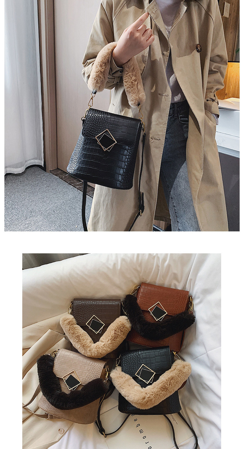 Fashion Black Stone Wool Handle Bag Shoulder Bag,Handbags
