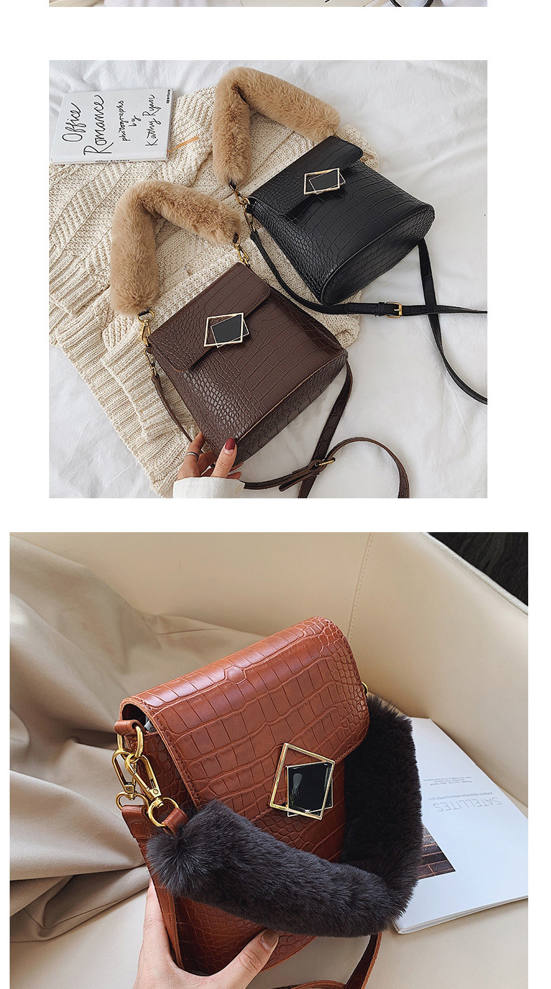Fashion Brown Stone Wool Handle Bag Shoulder Bag,Handbags