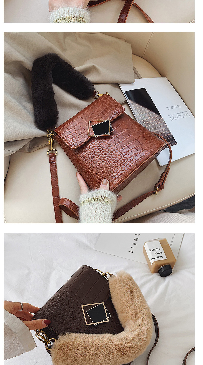 Fashion Coffee Color Stone Wool Handle Bag Shoulder Bag,Handbags
