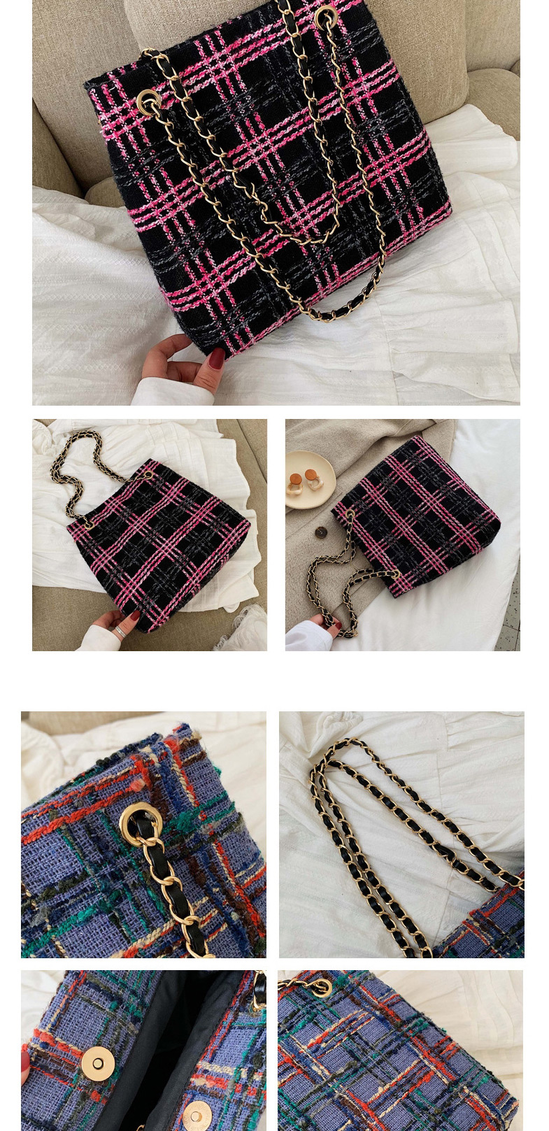 Fashion Black Tartan Handbag Shoulder Bag,Handbags