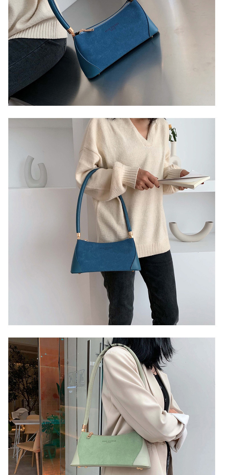 Fashion Blue Scrub Stitching Crossbody Shoulder Bag,Shoulder bags