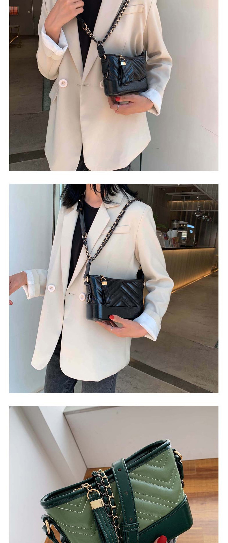 Fashion Black And White Shoulder Messenger Bag Chain Bag,Shoulder bags