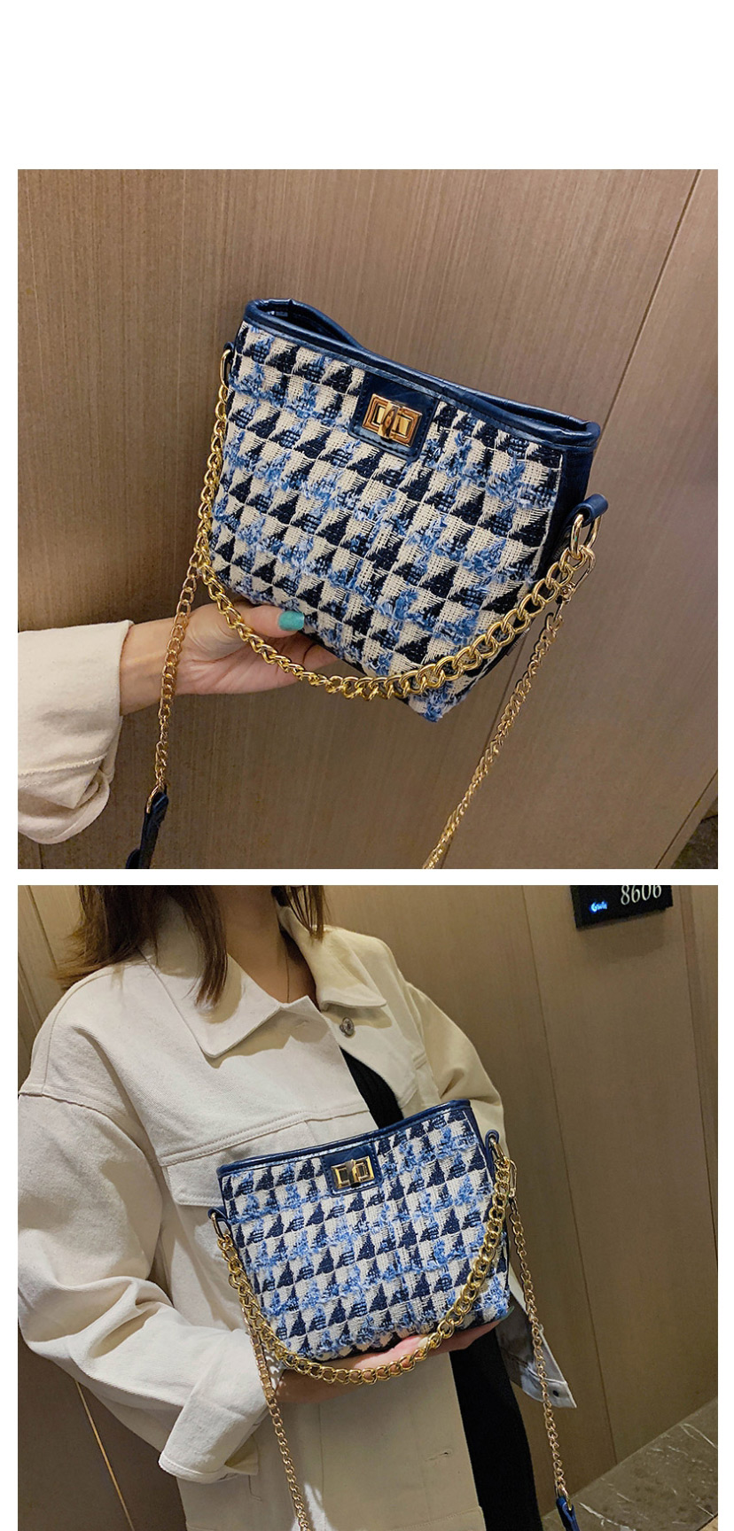 Fashion Blue Woolet Chain Shoulder Messenger Bag,Shoulder bags