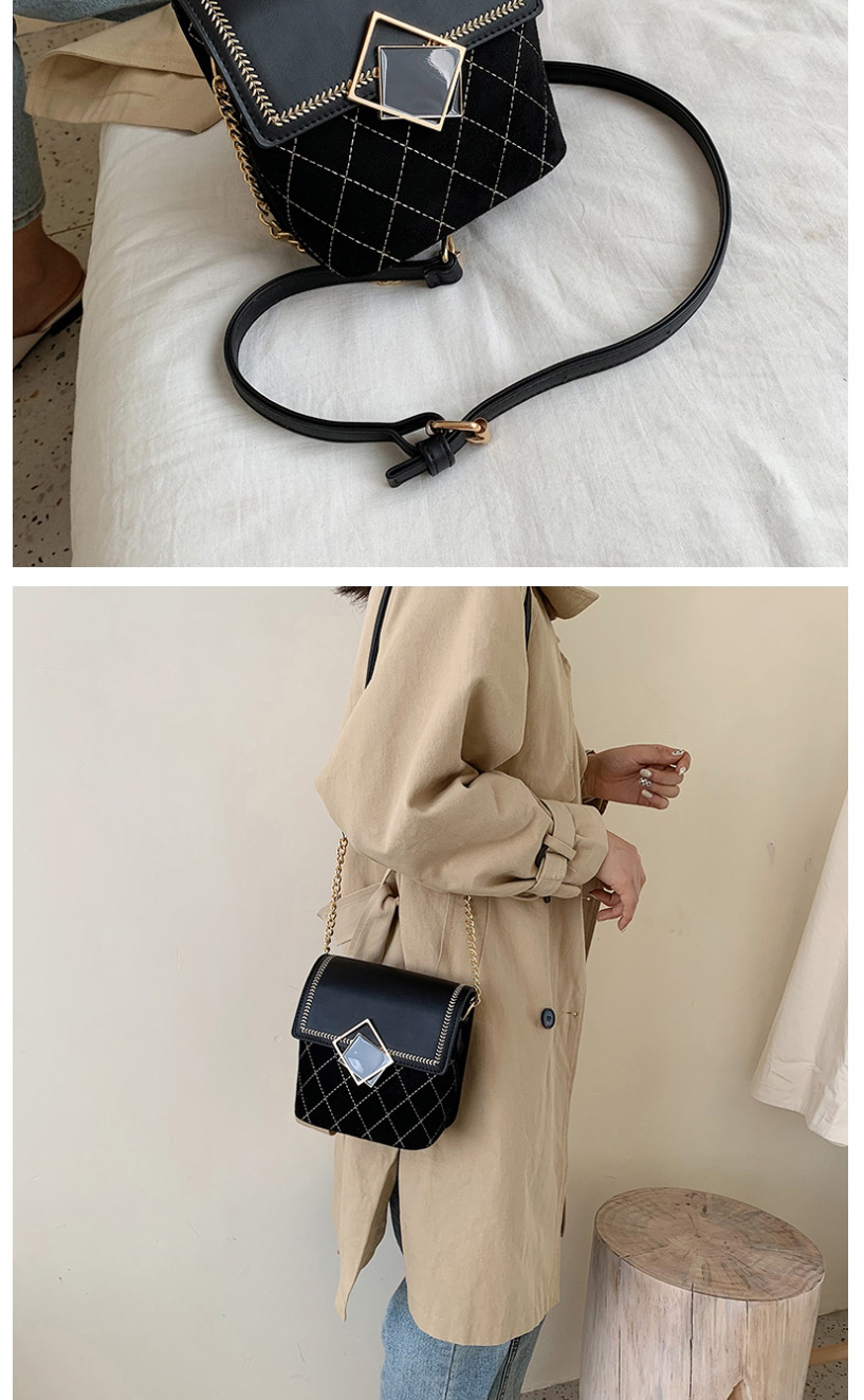 Fashion Black Lingge Embroidery Line Shoulder Messenger Bag,Shoulder bags