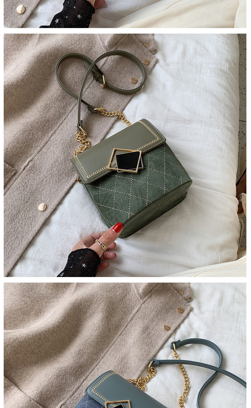 Fashion Green Lingge Embroidery Line Shoulder Messenger Bag,Shoulder bags